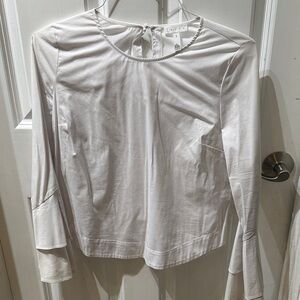 Leith Elegant White Long Sleeve Cotton Blouse NWOT